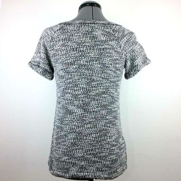 Lou & Grey Mottled Gray Short sleeve Drawstring Waist Knit Top - Picture 2 of 7